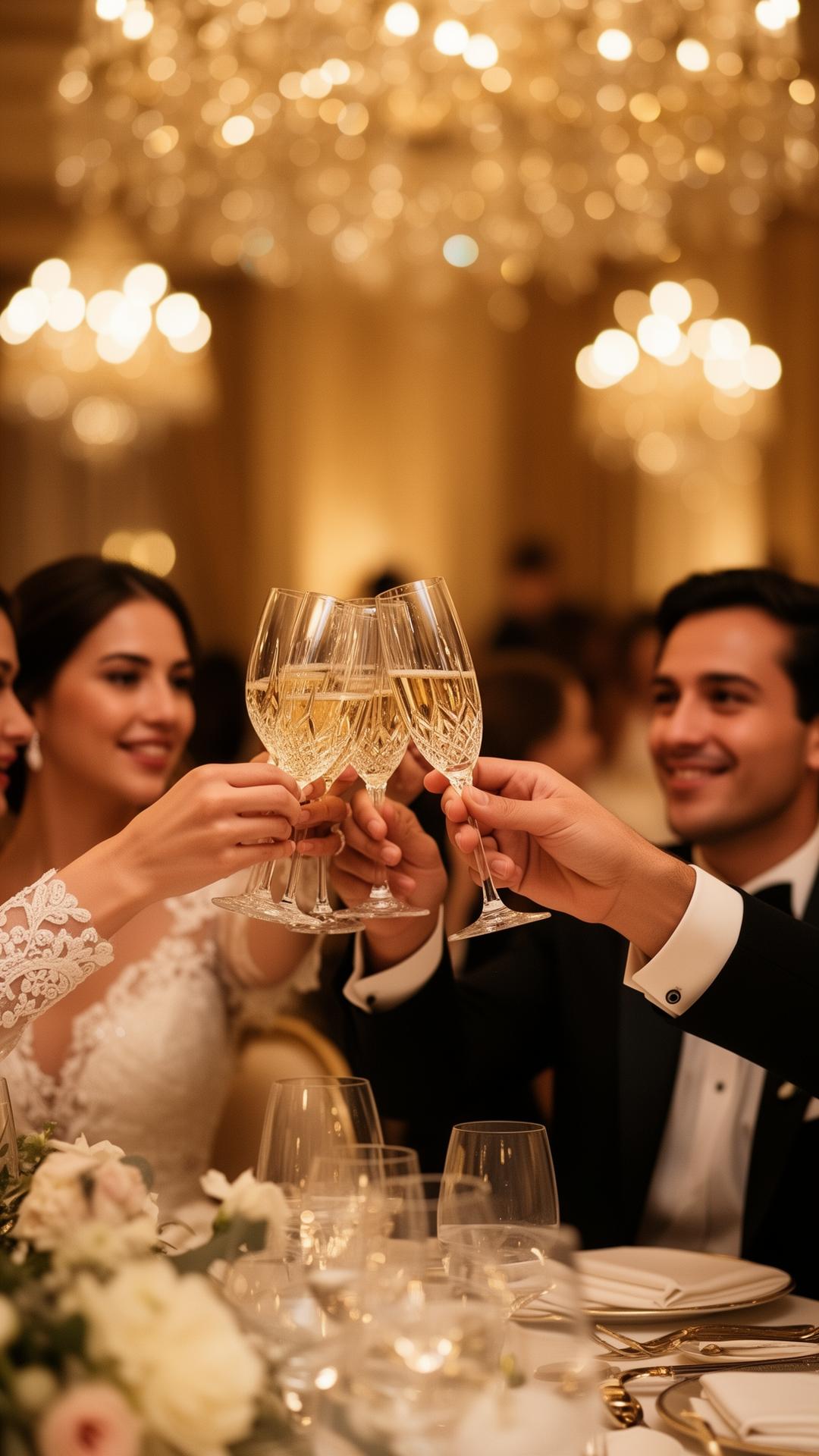 Champagne toast in feestzaal